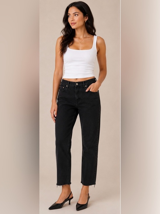 GAP Denim - GAP Vintage Slim Mid Rise Black Jeans Raw Hem Size 27/4RS